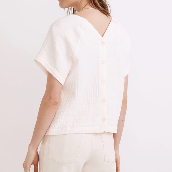 NWT Madewell Women’s Plus Lightspun Renwood Button Back Top NE910 Ivory 3X - Picture 5 of 7